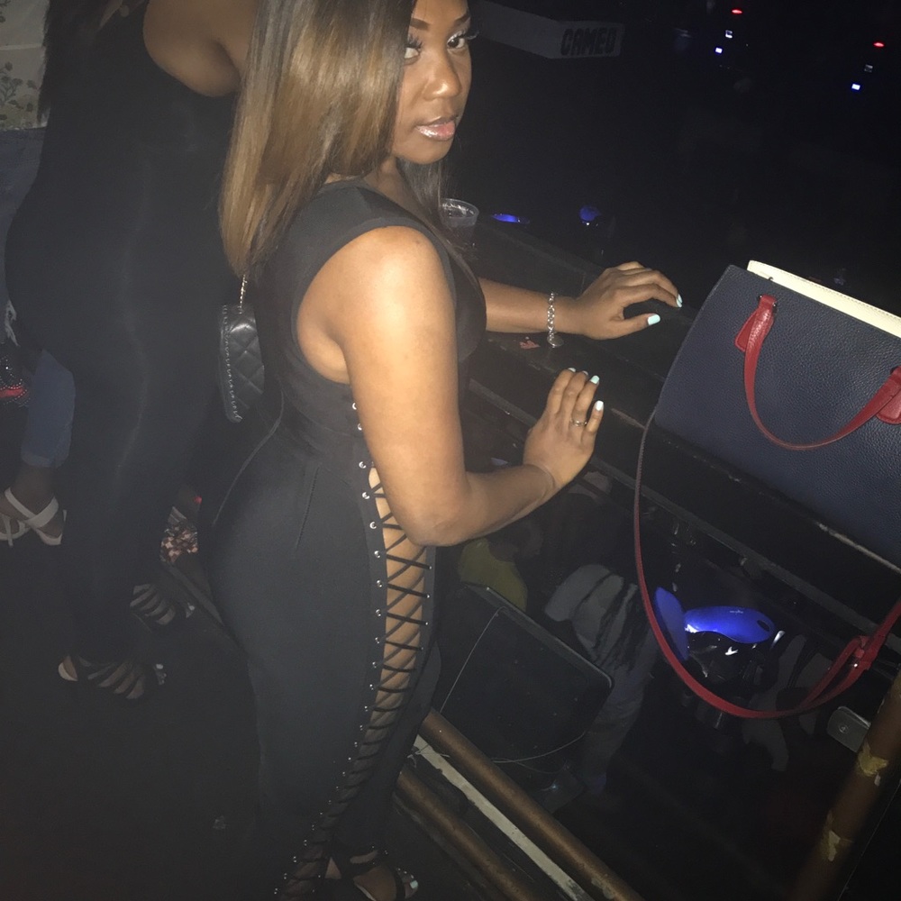 Black side lace up jumpsuit